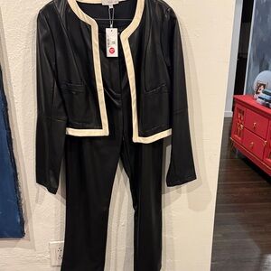 Ovi Black and Cream Jacket and Pants Ensemble